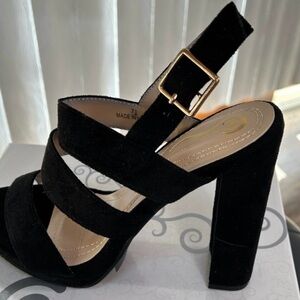 Elegant Women's Black Suede Heels, only worn twice